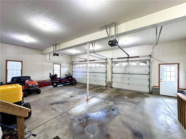 garage with a garage door opener