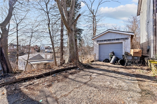 detached garage with driveway