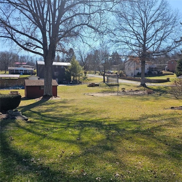 view of yard featuring a shed and an outdoor structure