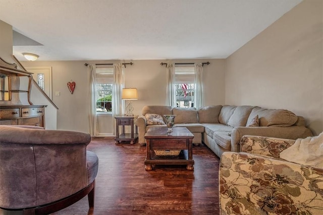 living room with wood finished floors