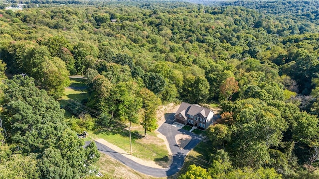 bird's eye view with a view of trees