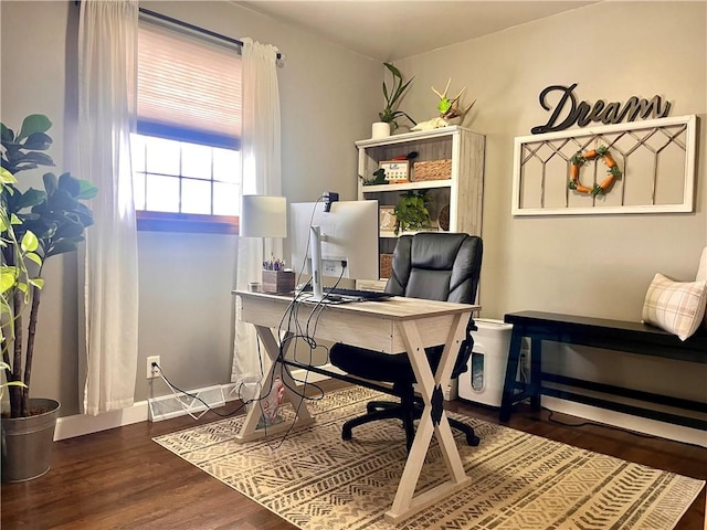 office with wood finished floors