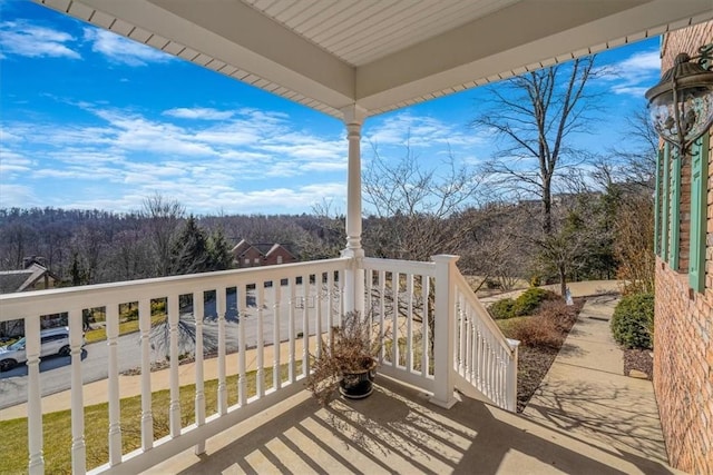 balcony with a forest view