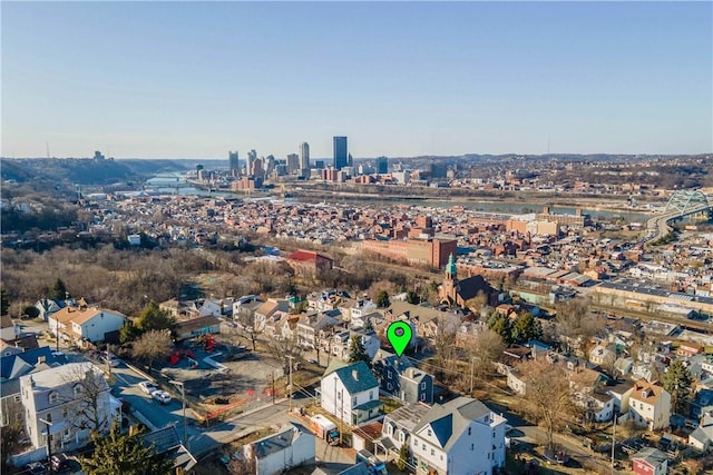 aerial view featuring a city view