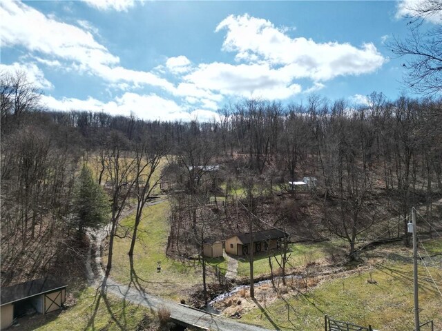 drone / aerial view with a view of trees