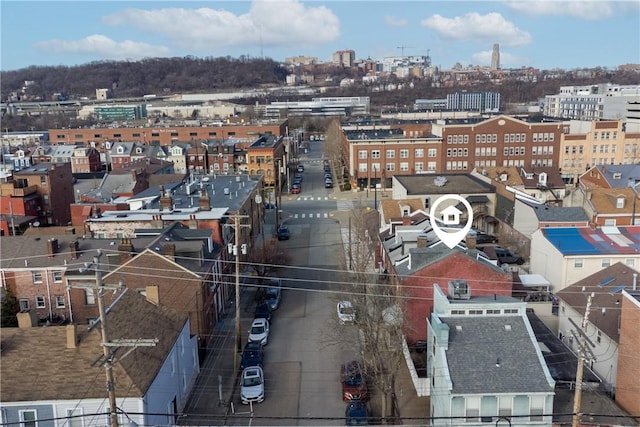 aerial view with a view of city