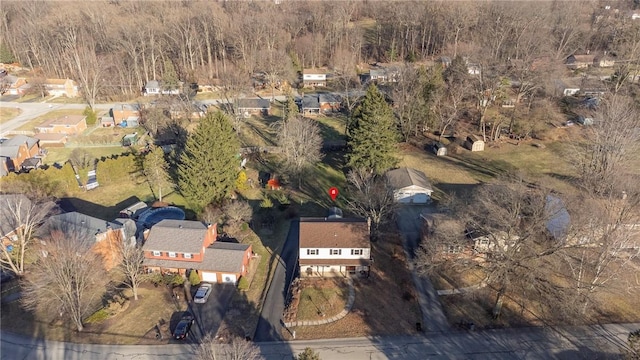 aerial view with a residential view