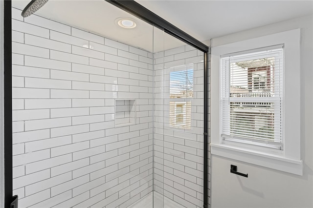 full bathroom featuring a stall shower