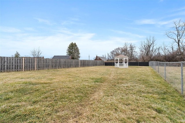 view of yard featuring a fenced backyard