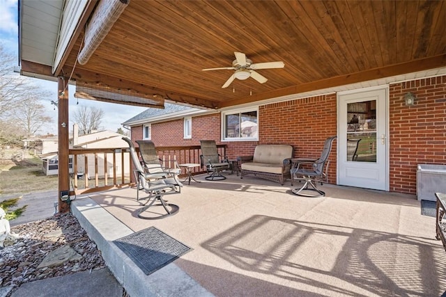 view of patio / terrace with a ceiling fan