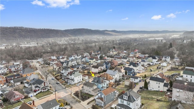 bird's eye view with a mountain view and a residential view