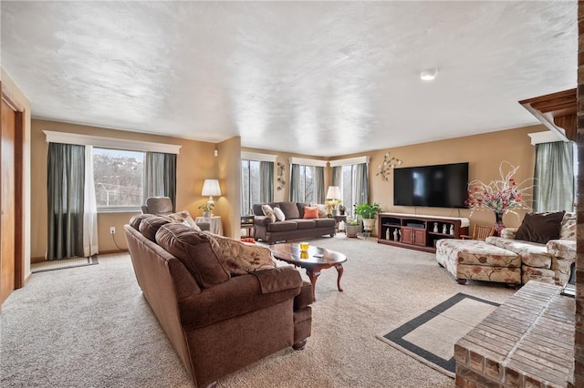 view of carpeted living area