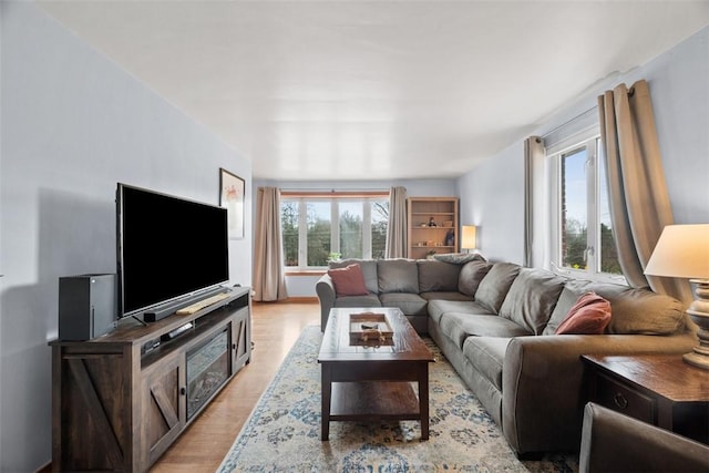 living area featuring light wood-type flooring