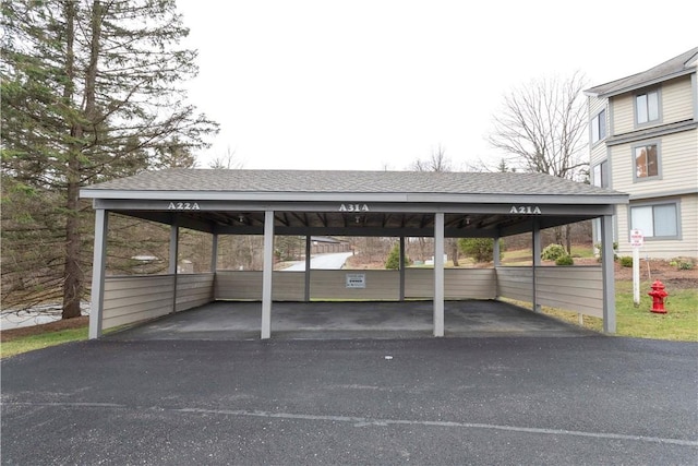 view of covered parking lot