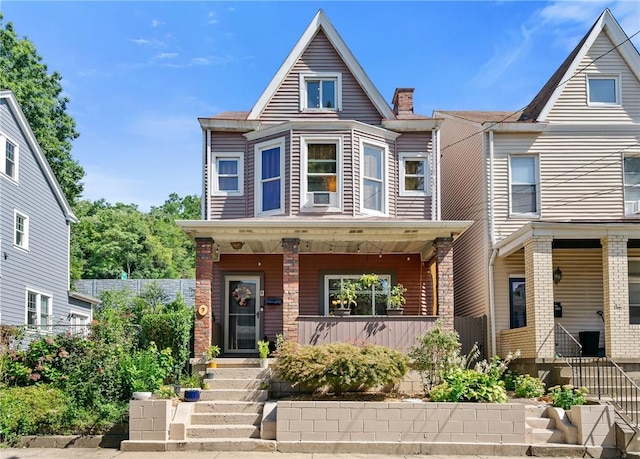 view of front of property with covered porch