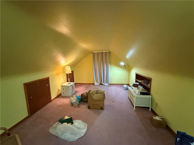 interior space featuring baseboards and vaulted ceiling