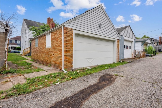 view of detached garage