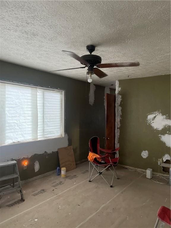 interior space with a textured ceiling