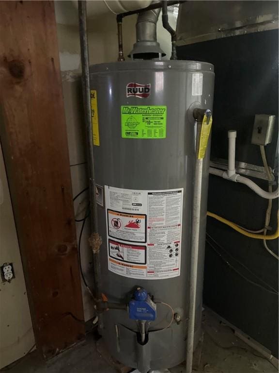 utility room with water heater