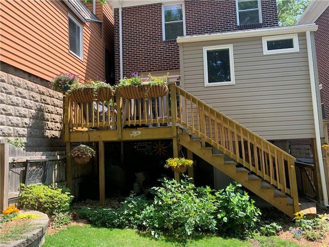 wooden deck with stairs