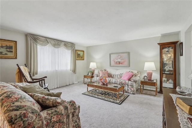 living area with carpet floors