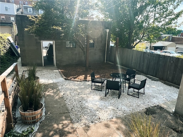 view of yard with a patio area and fence