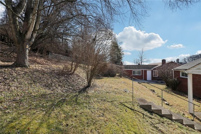 view of yard featuring fence