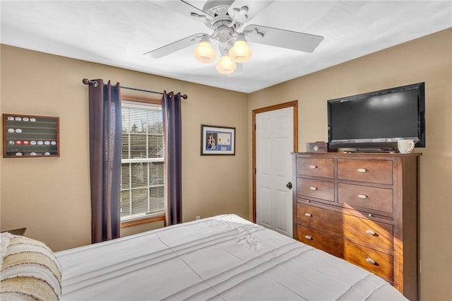 bedroom featuring ceiling fan