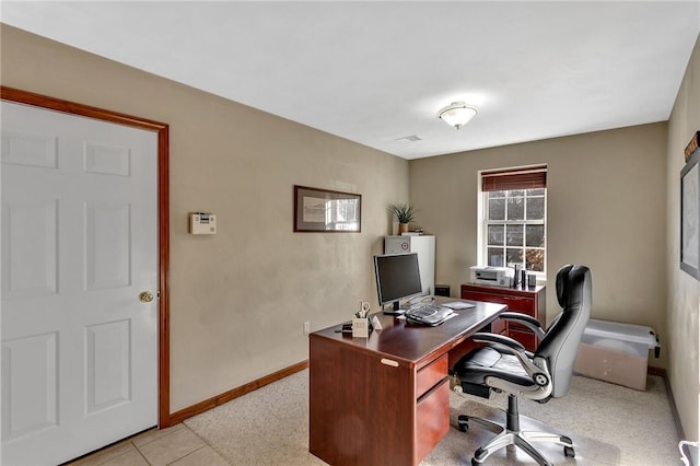 office area with baseboards