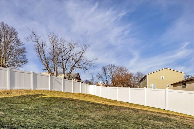 view of yard featuring a fenced backyard