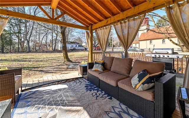 view of patio / terrace with a grill and an outdoor living space