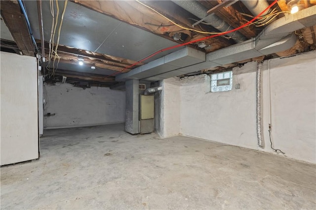 basement with heating unit