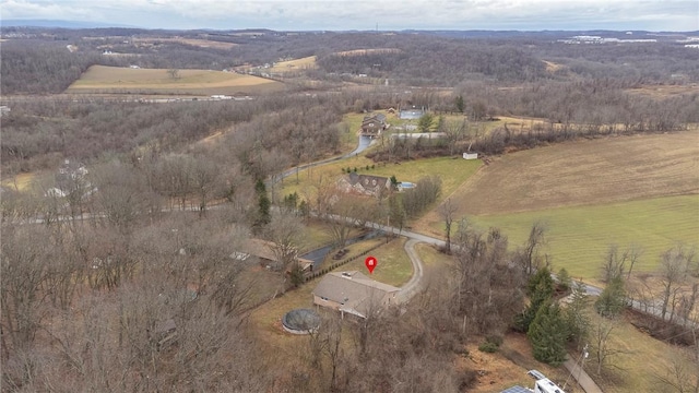 drone / aerial view featuring a rural view