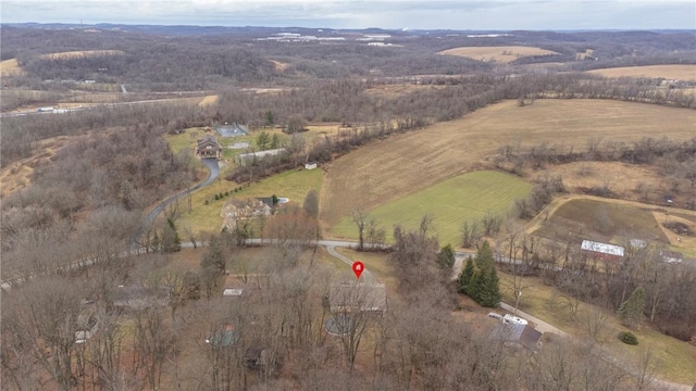 aerial view with a rural view