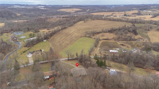 aerial view with a rural view