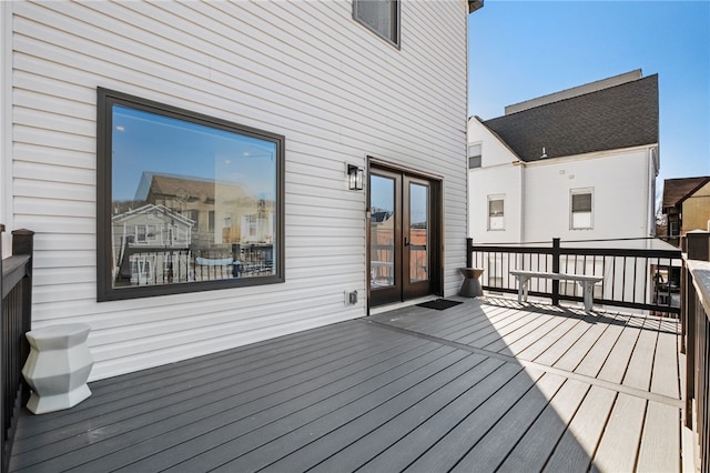 wooden deck with french doors