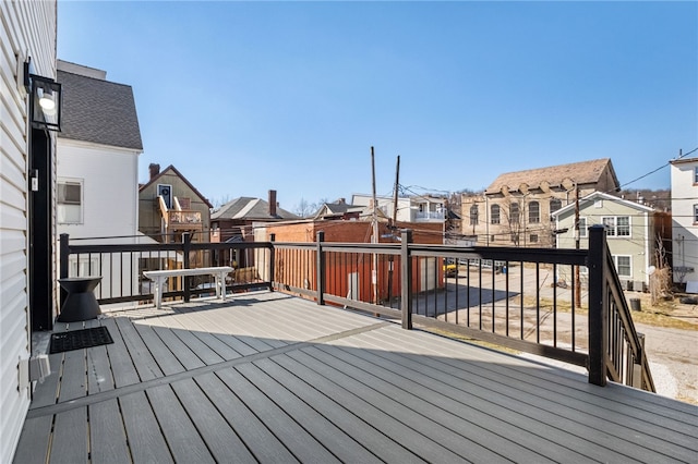 deck with a residential view