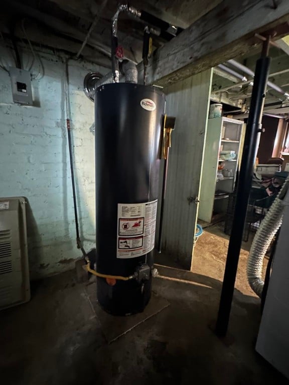 202 Central Ave, Chicora Boro, PA 16025 - utility room with water heater