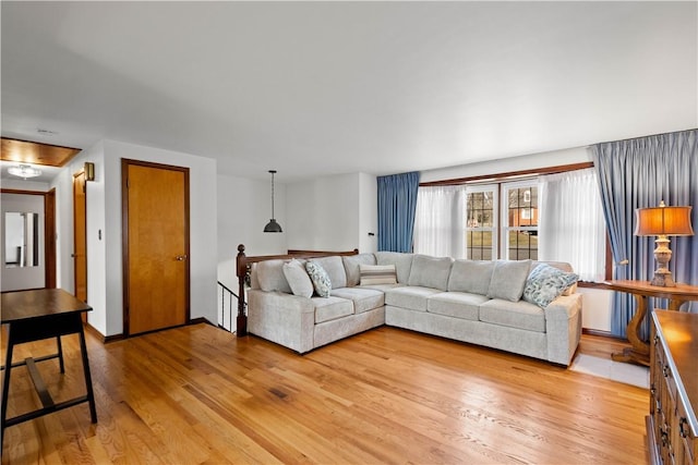 living room featuring light wood-style floors