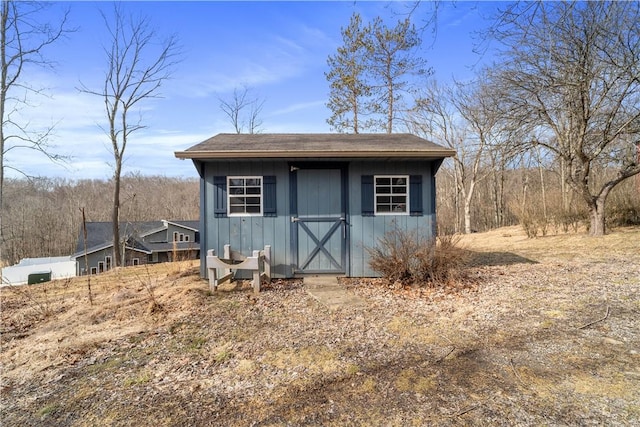 view of shed