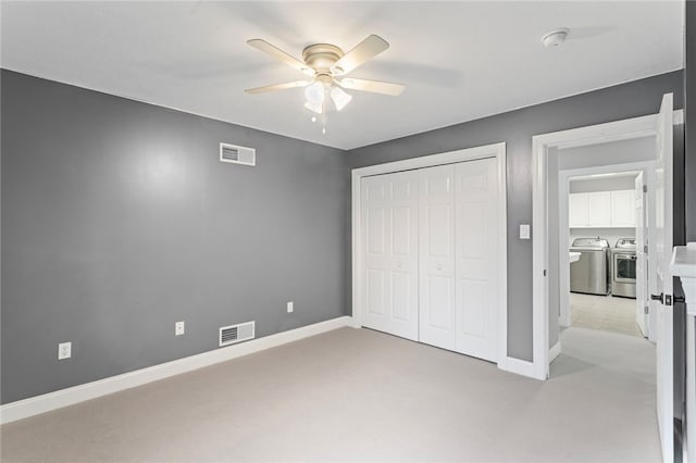 103 Ridgemont Dr, Cranberry Twp, PA 16066 - unfurnished bedroom with separate washer and dryer, a closet, baseboards, ceiling fan, and light carpet