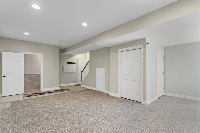 103 Ridgemont Dr, Cranberry Twp, PA 16066 - basement with recessed lighting, carpet flooring, stairway, and baseboards