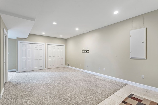 103 Ridgemont Dr, Cranberry Twp, PA 16066 - below grade area with recessed lighting, baseboards, and light tile patterned floors