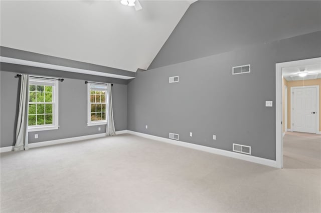 103 Ridgemont Dr, Cranberry Twp, PA 16066 - carpeted empty room with attic access, baseboards, and high vaulted ceiling