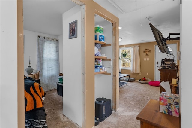 hallway with attic access