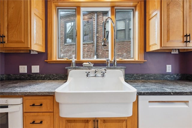 interior space with dark countertops