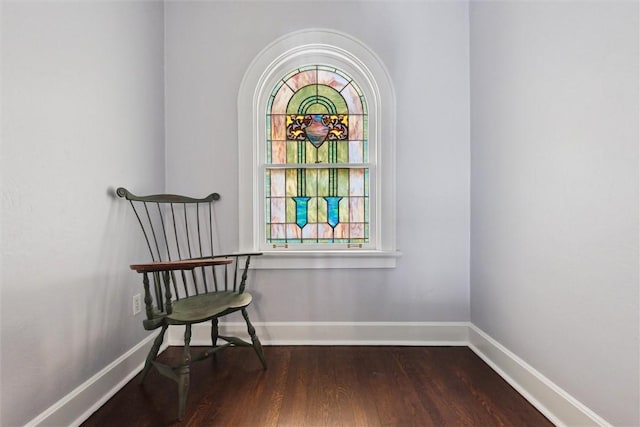 sitting room featuring baseboards and wood finished floors