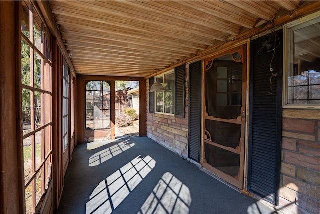 view of unfurnished sunroom