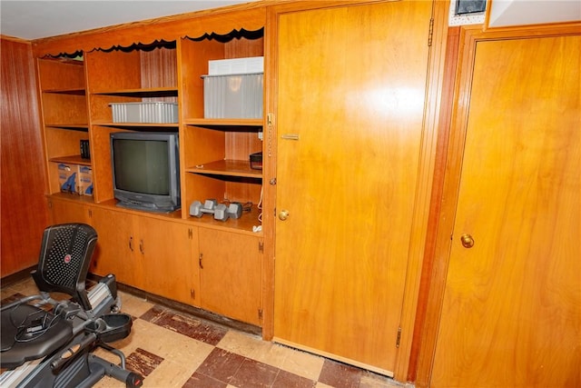 office area with tile patterned floors