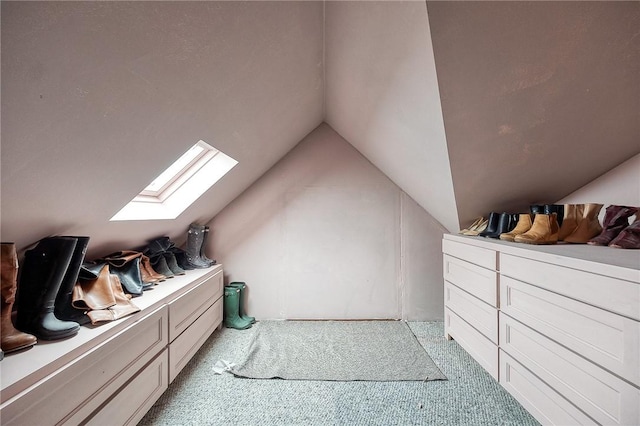 additional living space featuring lofted ceiling and light carpet